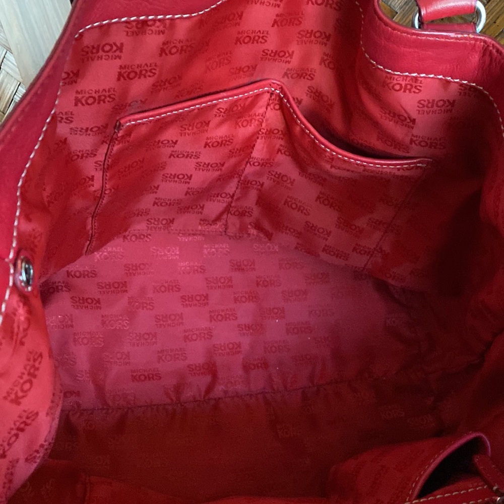 MICHAEL KORS - Red Pebble Leather Studded Handbag - Picture 10 of 10